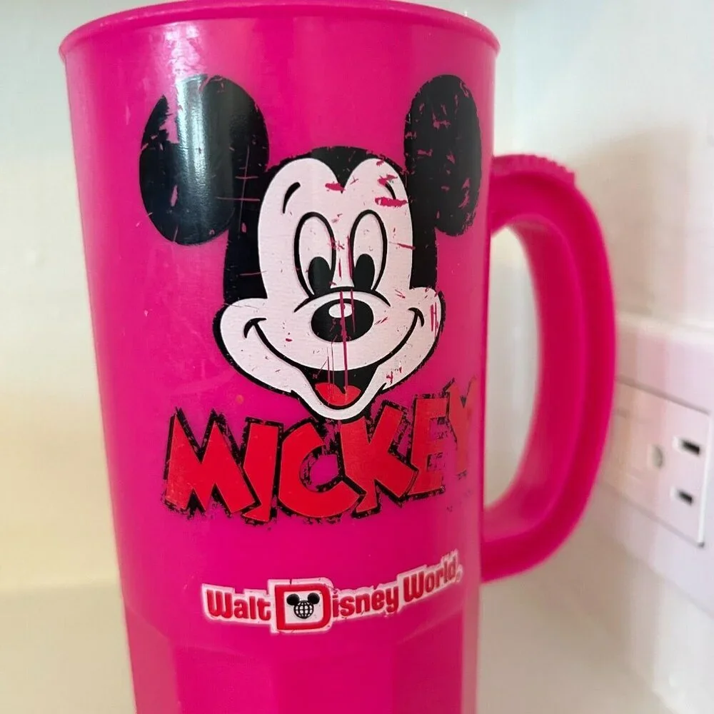 Vintage Walt Disney World Pink Plastic Cup Mickey Mouse Made in USA Super22 Mug - Picture 7 of 7